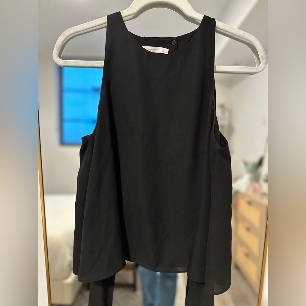 Zara Trafaluc Black Tie In Back Sleeveless Blouse Top